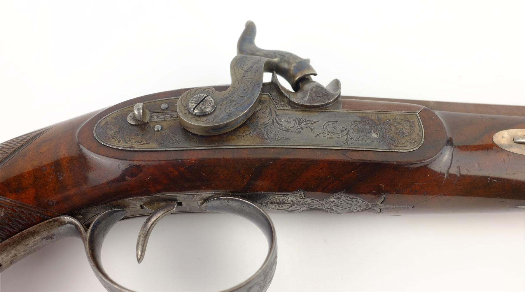 Rare pair of London 40 bore Officer's percussion duelling pistols by Robert Braggs c1830/40 - Image 7 of 12