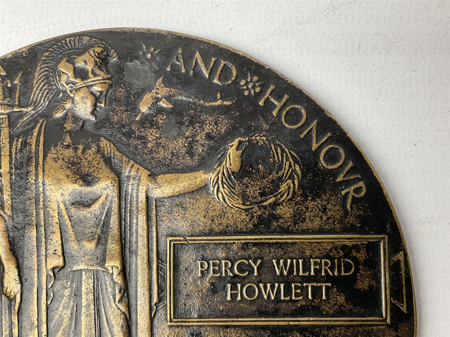 WWI Bronze Memoriam plaque - Percy Wilfred Howlett - Image 8 of 9