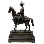 Large and impressive bronze figure of Wellington seated on a horse