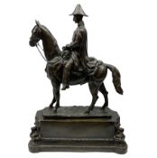 Large and impressive bronze figure of Wellington seated on a horse