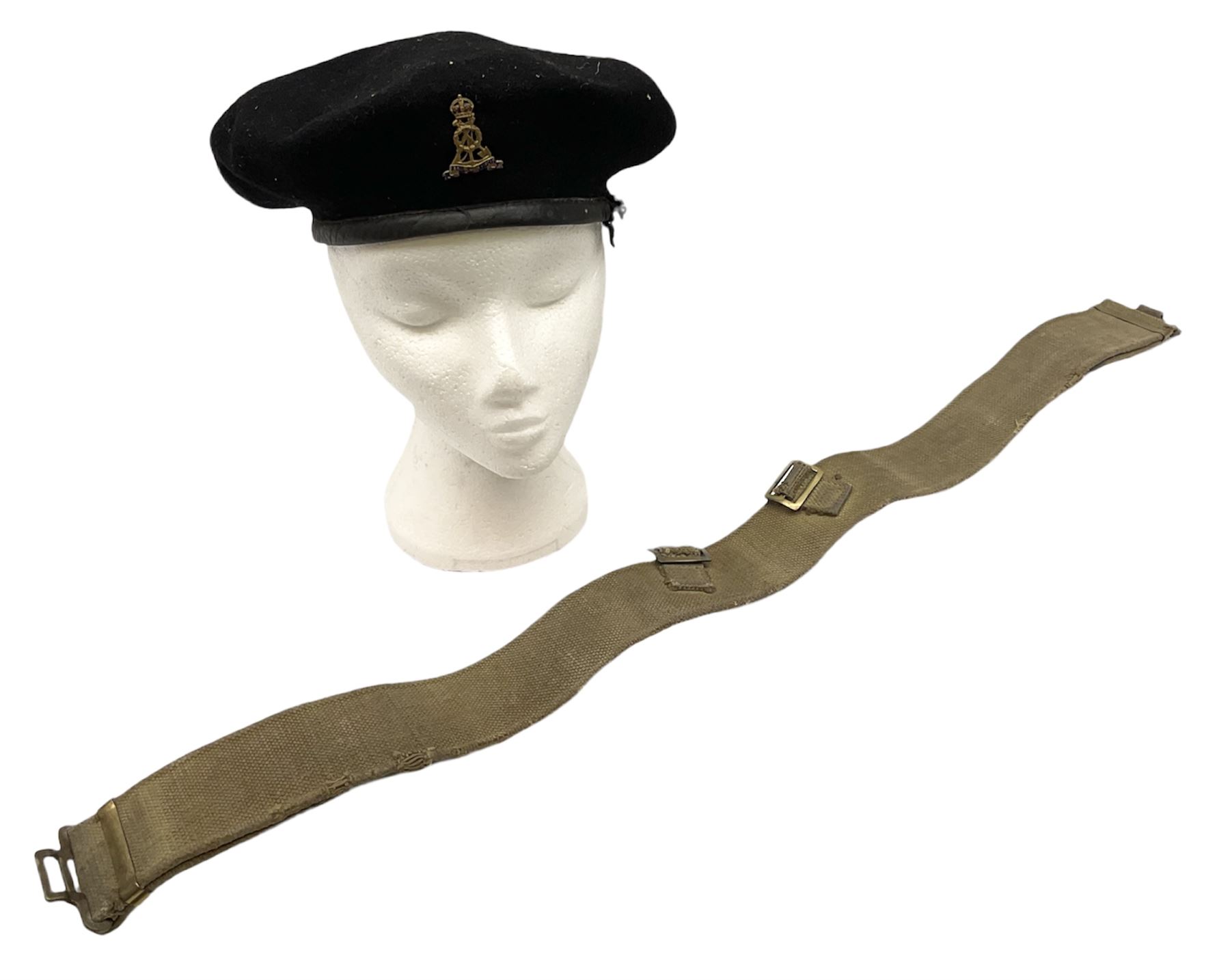 WW2 British black felt beret with Pioneer Corps cap badge