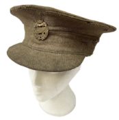 WW1 British Army stiff trench cap with Tank Corps cap badge