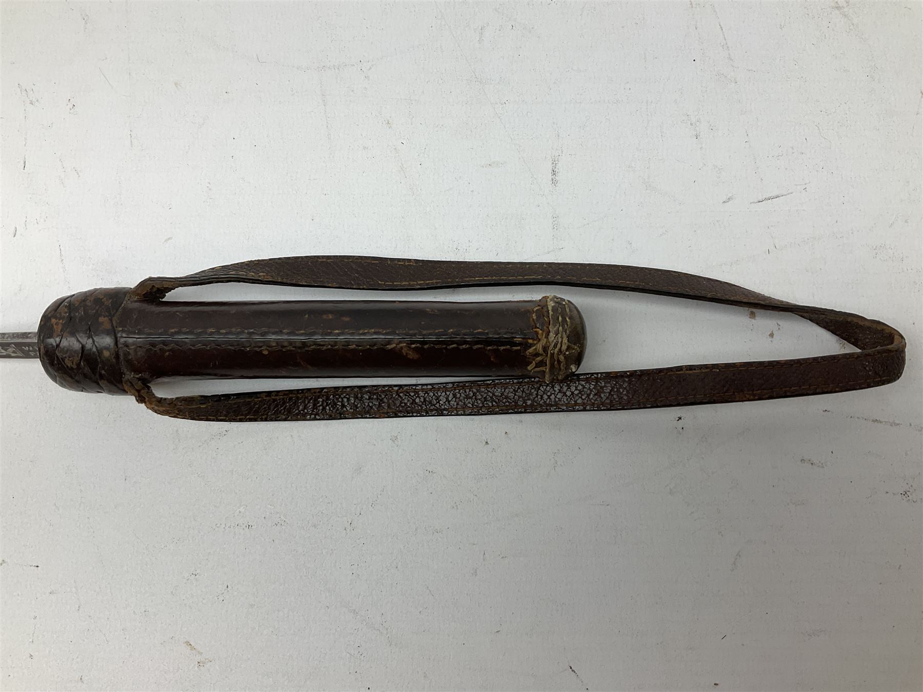 Early 20th century officer's swagger type leather covered sword stick - Image 3 of 17