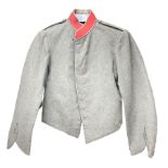 19th century York Volunteer Rifles stable jacket in grey with red trim and metal thread edging