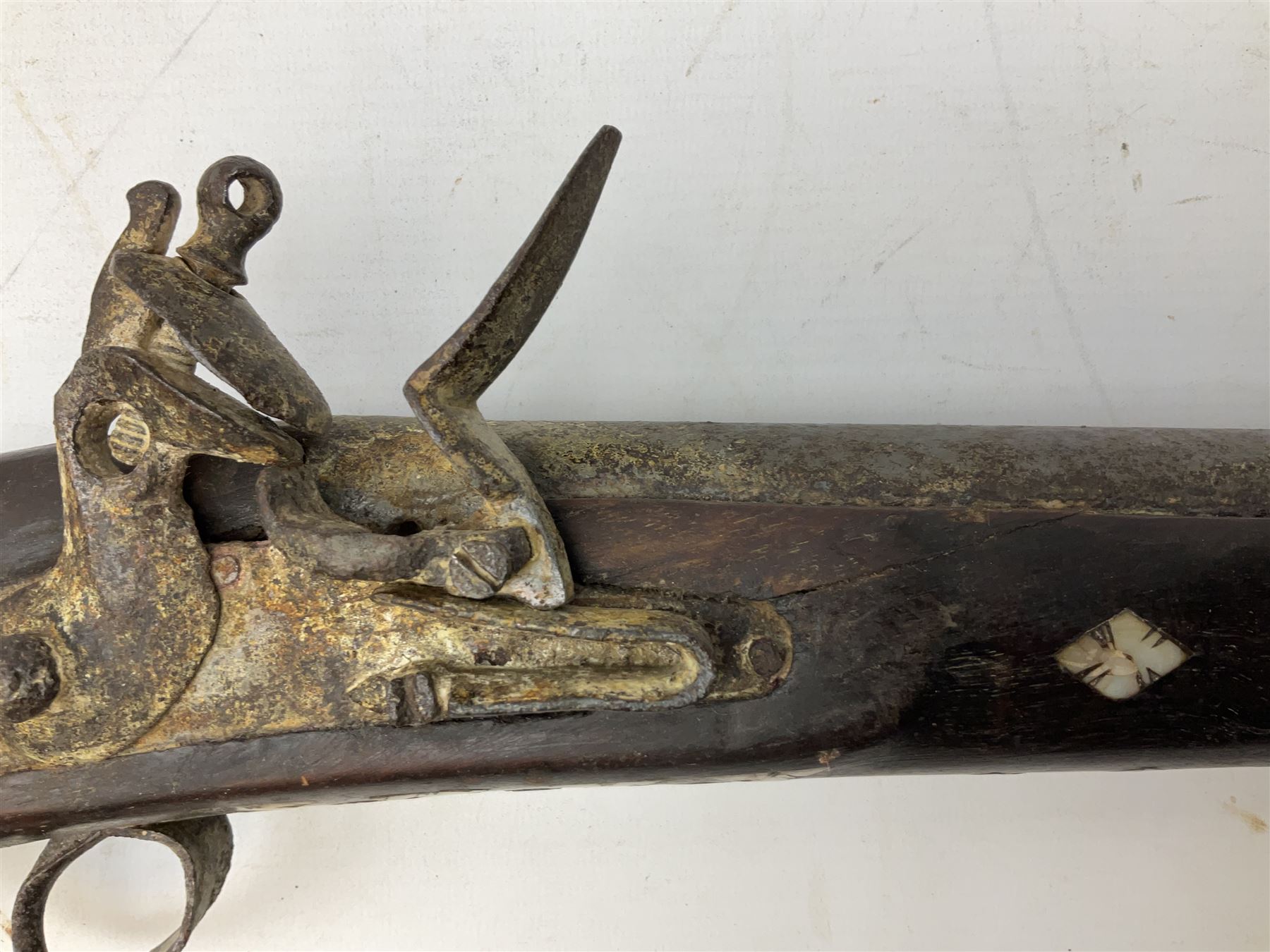 Two North African flintlock guns for restoration or wall display comprising blunderbuss with Moorish - Image 5 of 28