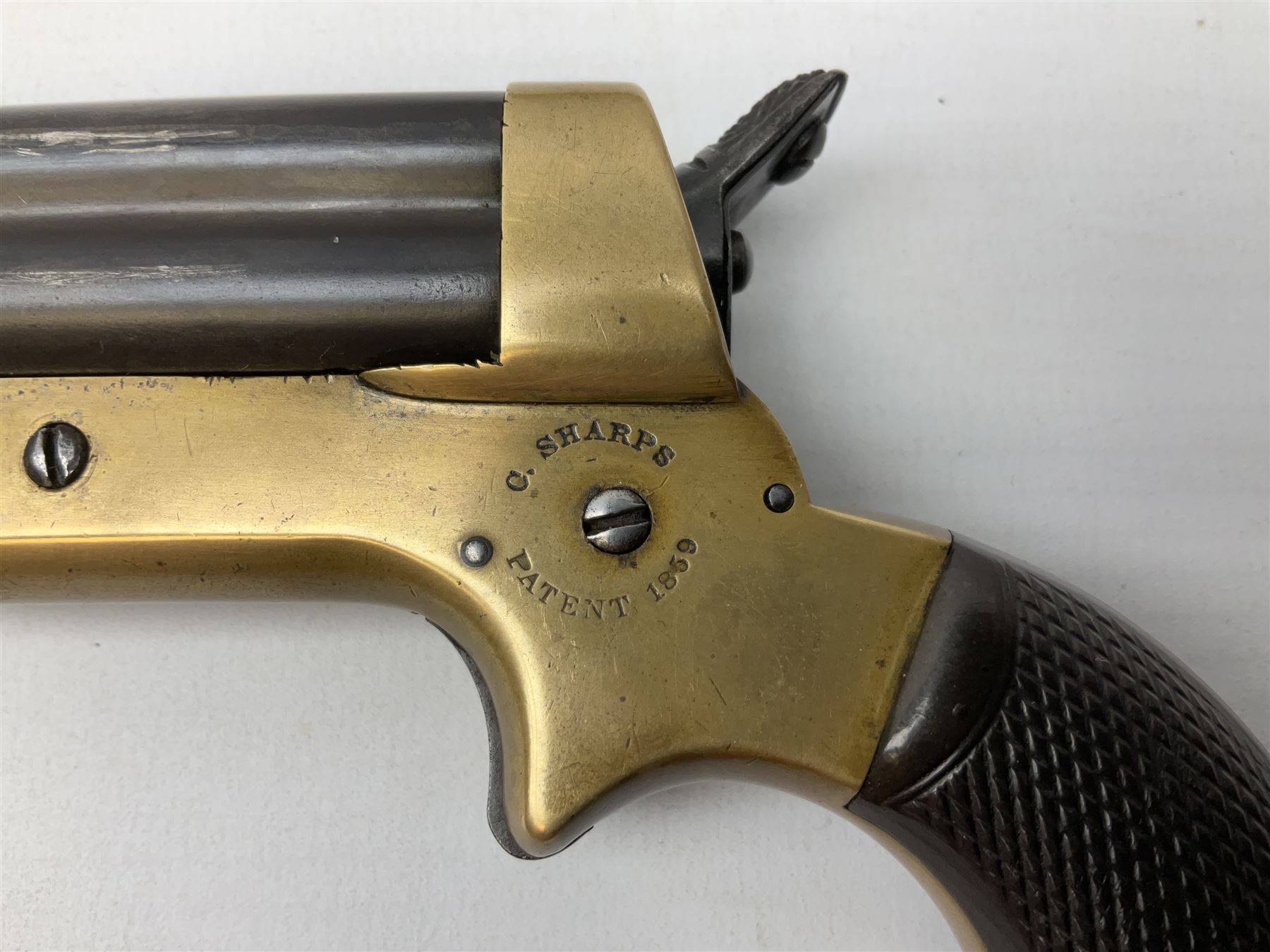 Mid-19th century Sharps' Patent Repeater four-barrelled Deringer pistol - Image 6 of 17