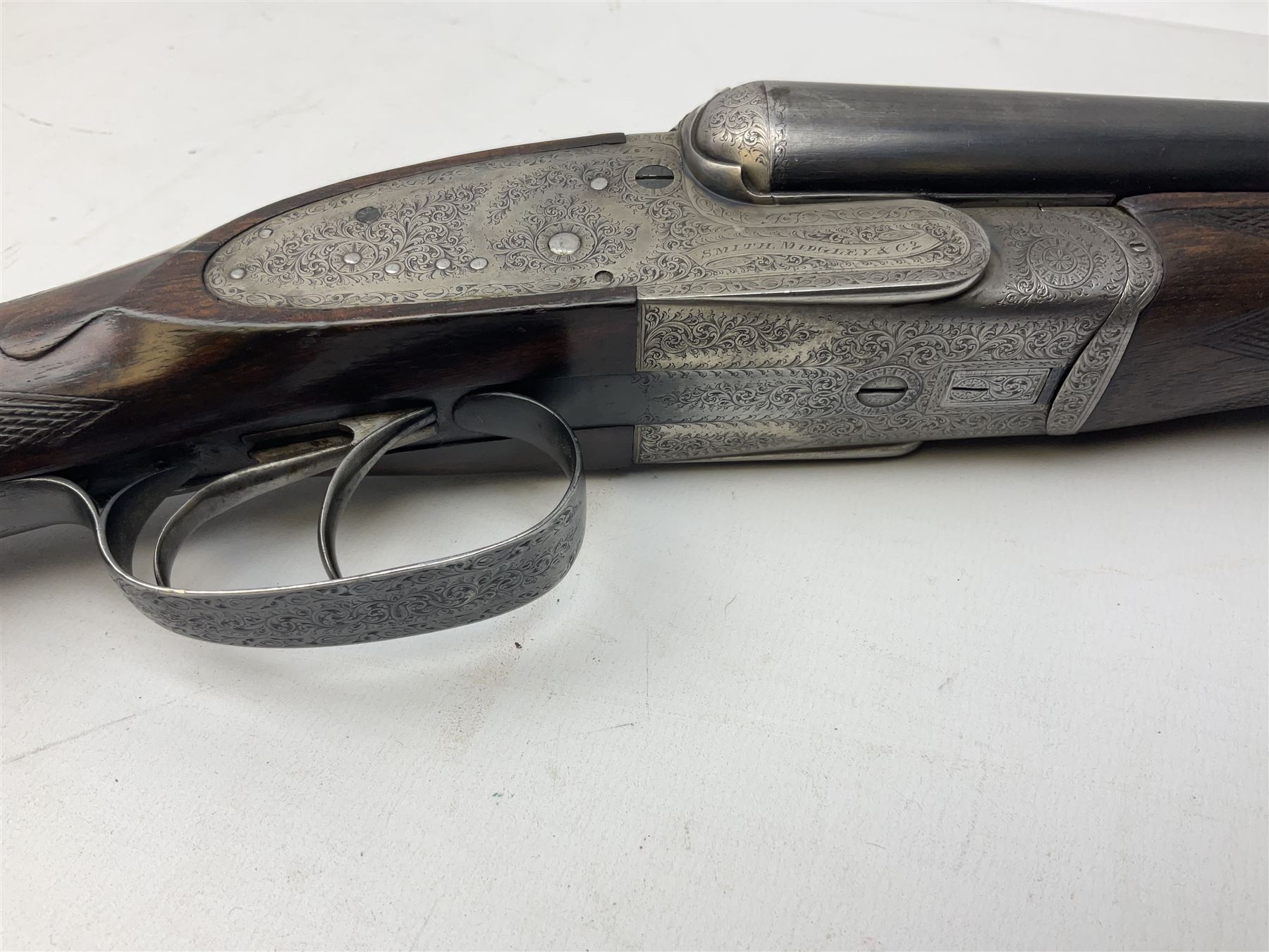 Smith Midgley Bradford 12-bore side-by-side double barrel side-lock ejector shotgun with 71cm barrel - Image 7 of 23