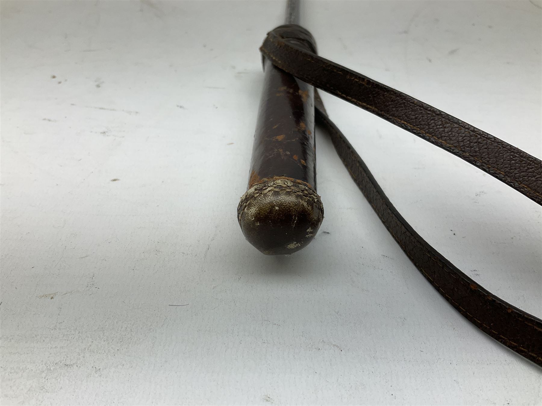 Early 20th century officer's swagger type leather covered sword stick - Image 9 of 17