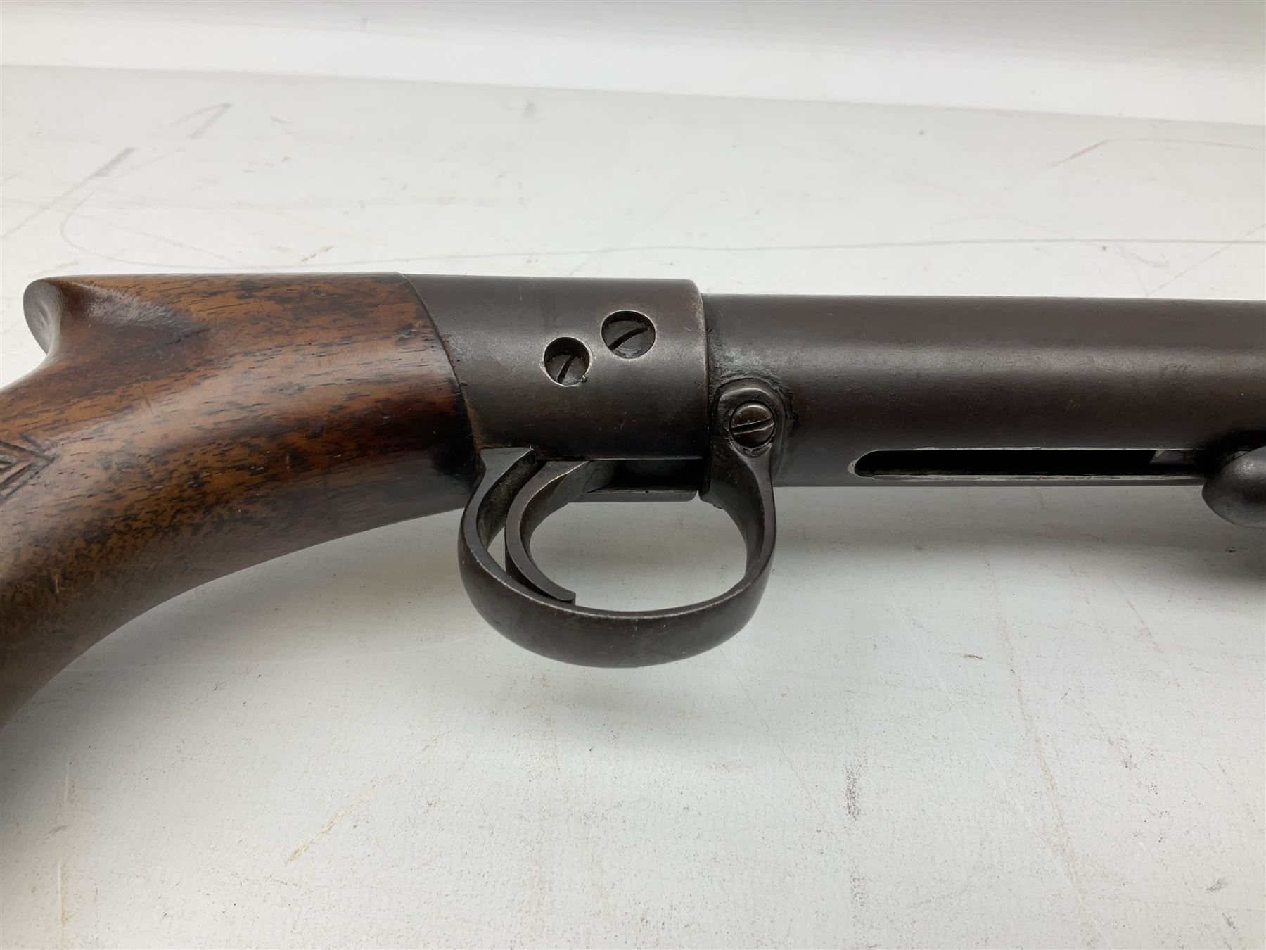 Early 20th century BSA .177 air rifle with under barrel lever cocking action - Image 7 of 16