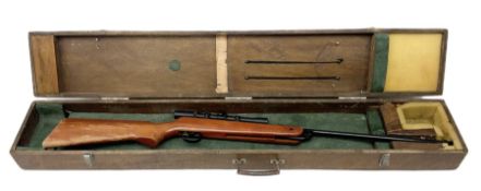 BSA Meteor .22 air rifle with break barrel action and 4 x 20 telescopic sight L105cm; in scratch bui