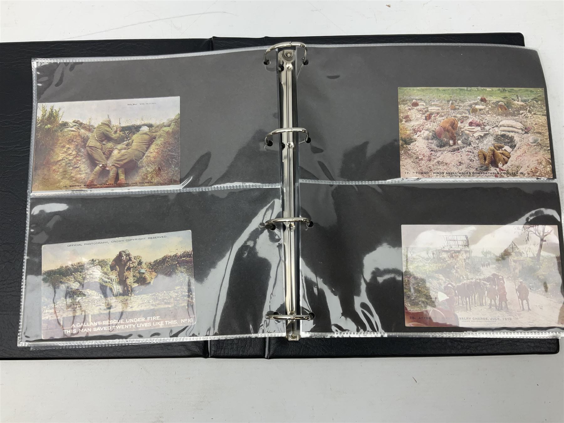 Three modern loose leaf albums containing over two-hundred and thirty war and military related postc - Image 6 of 8