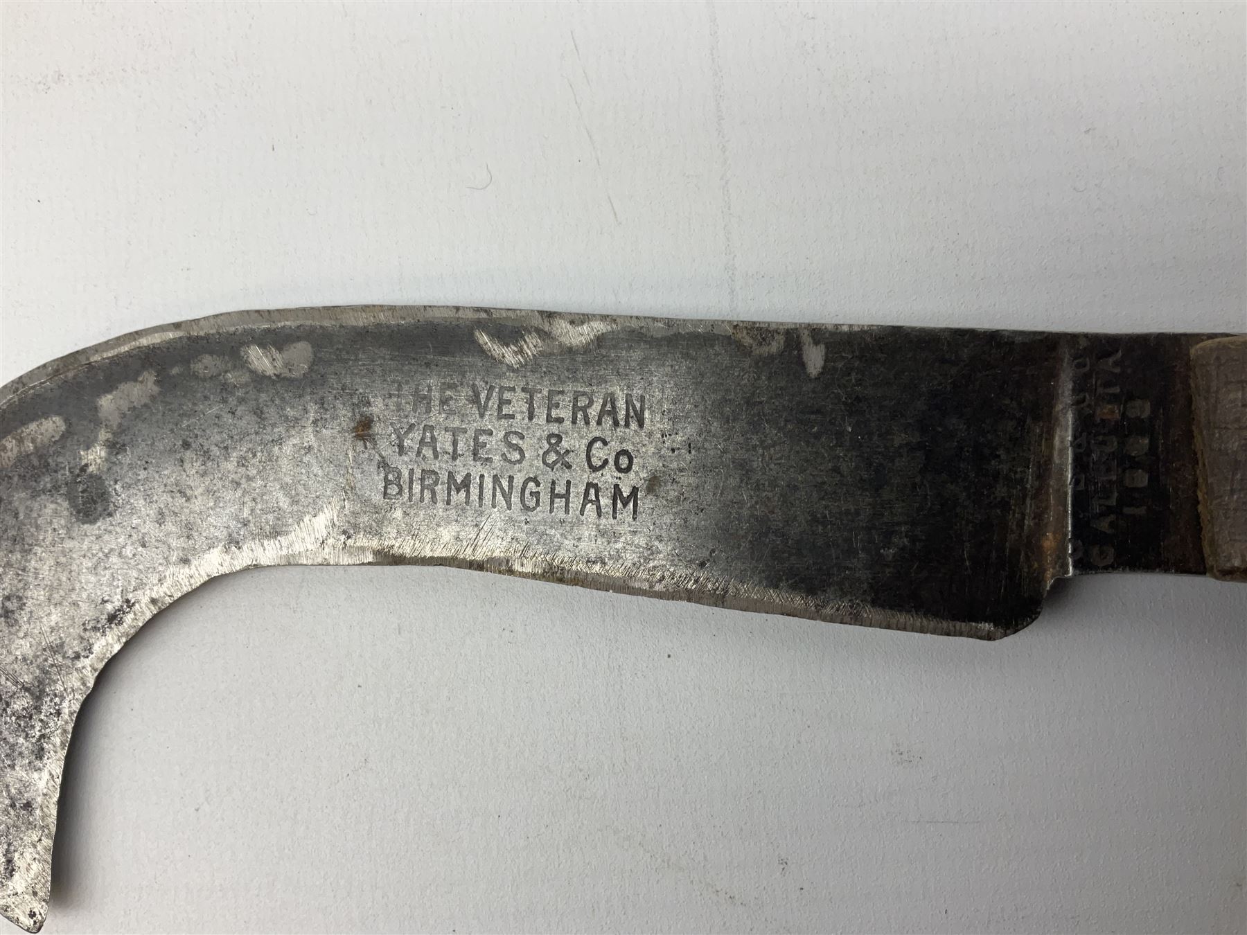 Late 19th/early 20th century billhook the blade marked 'The Veteran Yates & Co Birmingham' with Calc - Image 9 of 15