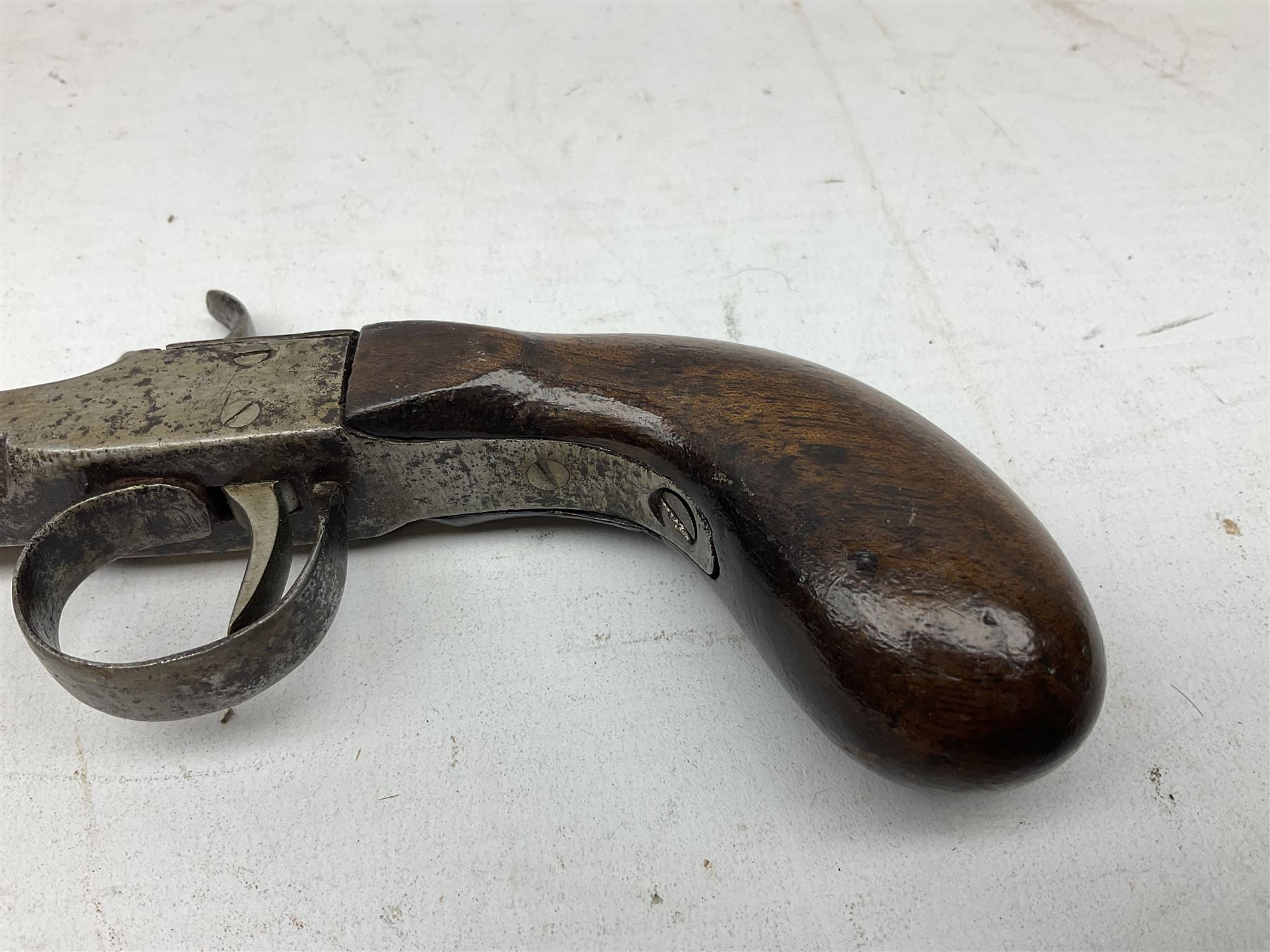 Mid 19th century double barrel percussion muff pistol - Image 4 of 16