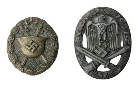 WW2 German General Assault badge and a Wound badge (2)