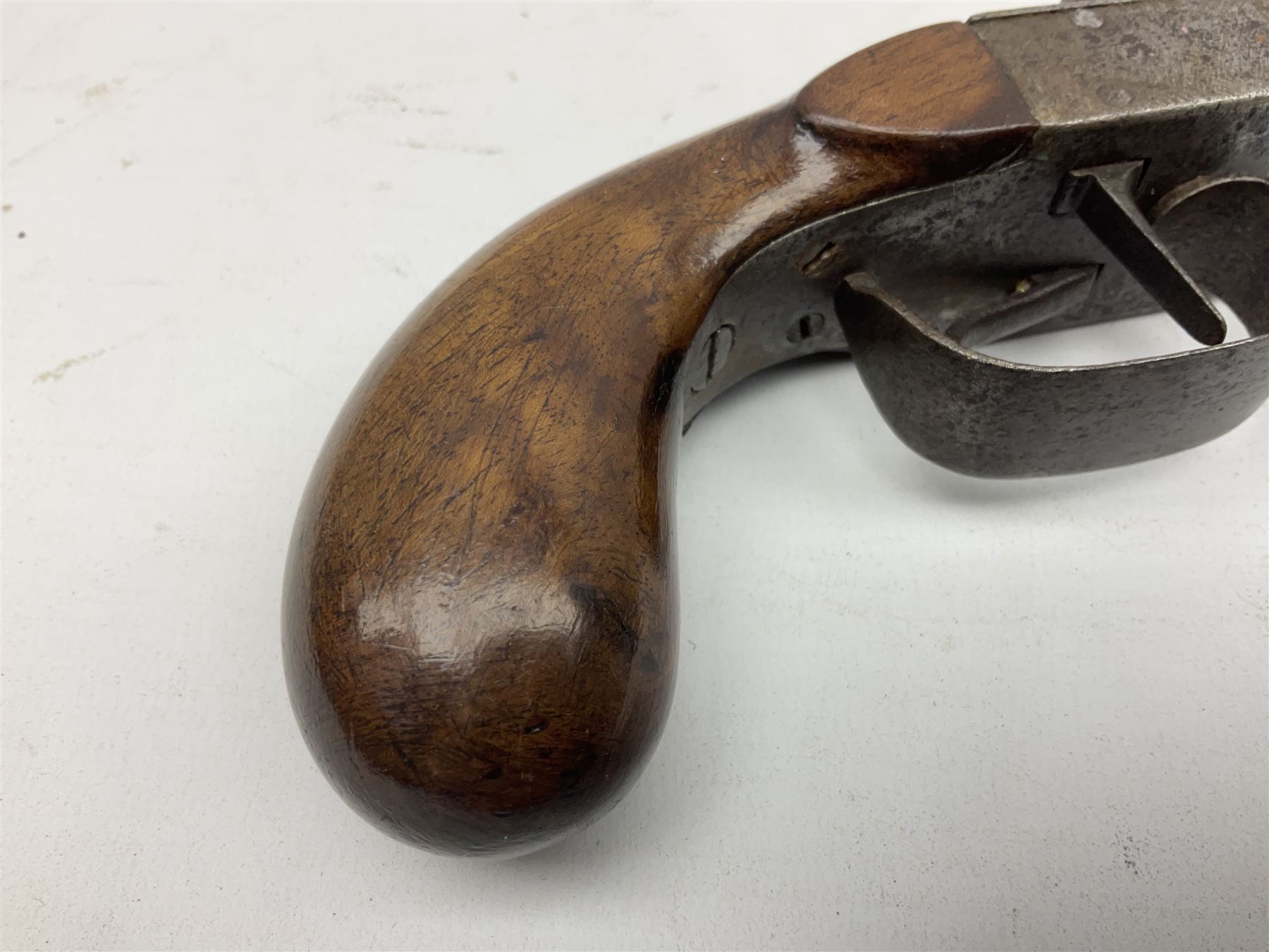 Mid 19th century double barrel percussion muff pistol - Image 9 of 16