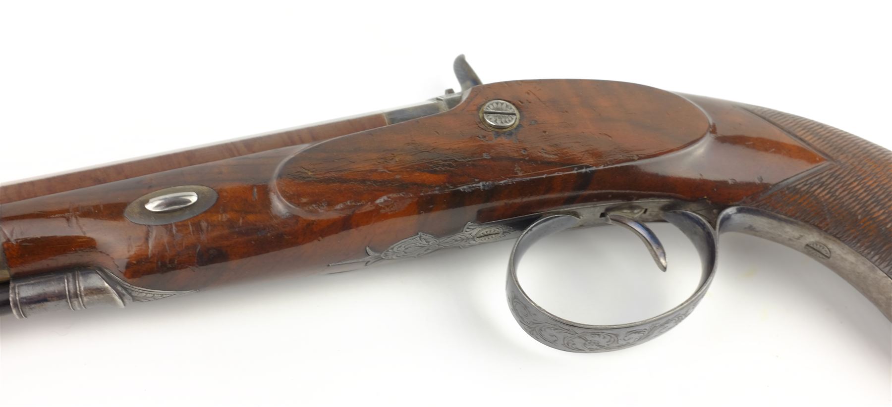 Rare pair of London 40 bore Officer's percussion duelling pistols by Robert Braggs c1830/40 - Image 9 of 12