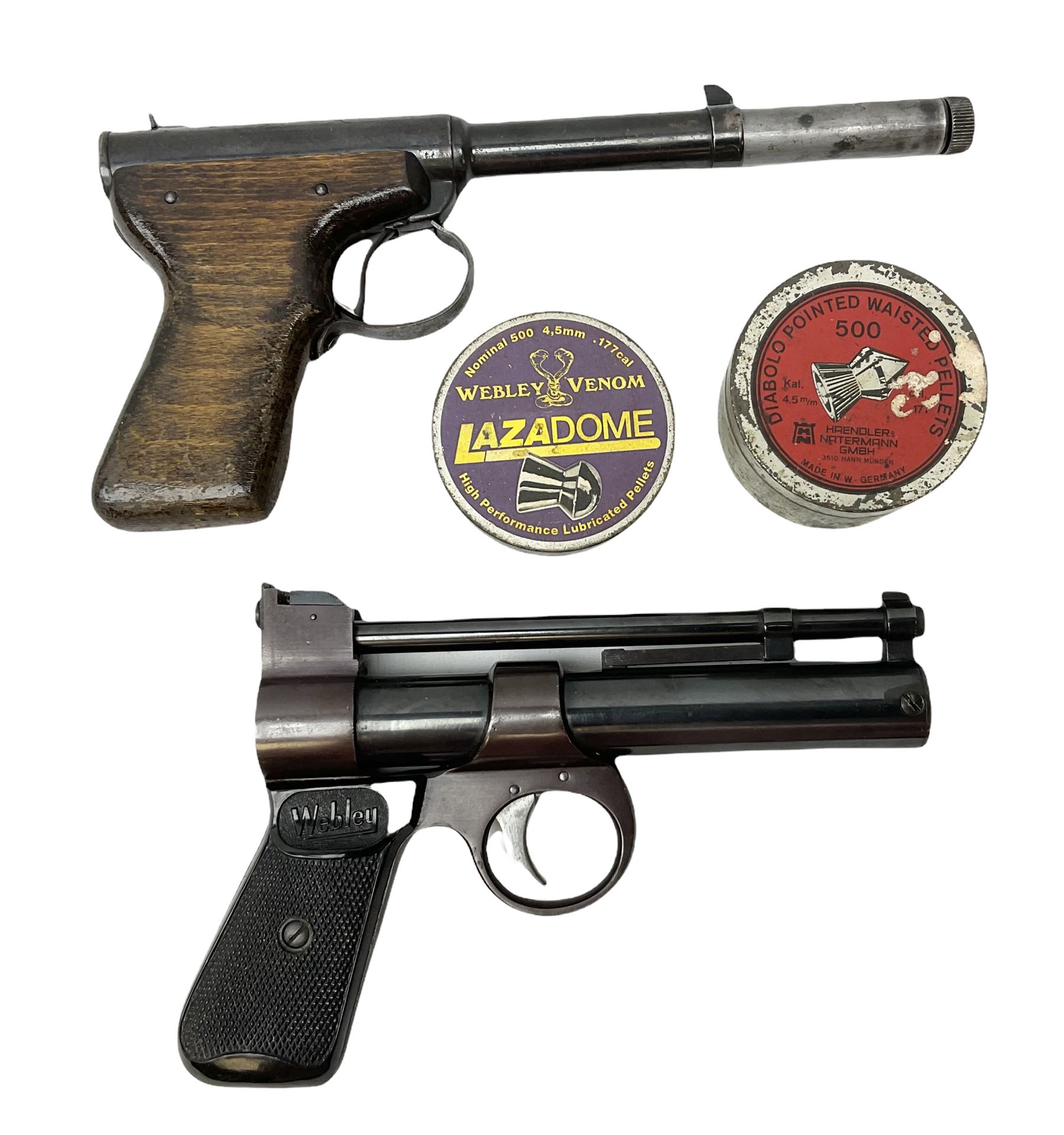 Webley Junior .177 air pistol with over lever action No.179 L22cm; Diana Model 2 .177 air pistol wit