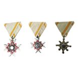 Three Japanese silver gilt Order of The Sacred Treasure medals - 5th Class