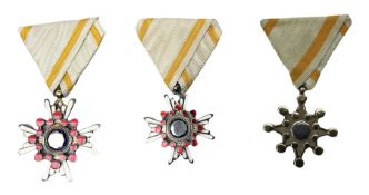 Three Japanese silver gilt Order of The Sacred Treasure medals - 5th Class