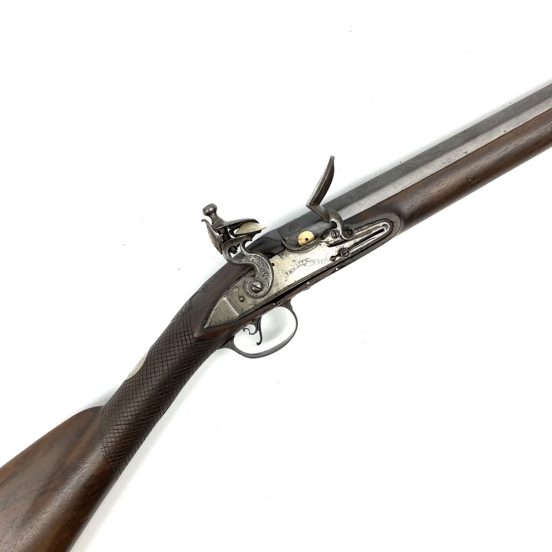 Early 19th century Thwaits Bath 12-bore flintlock single barrel fowling piece