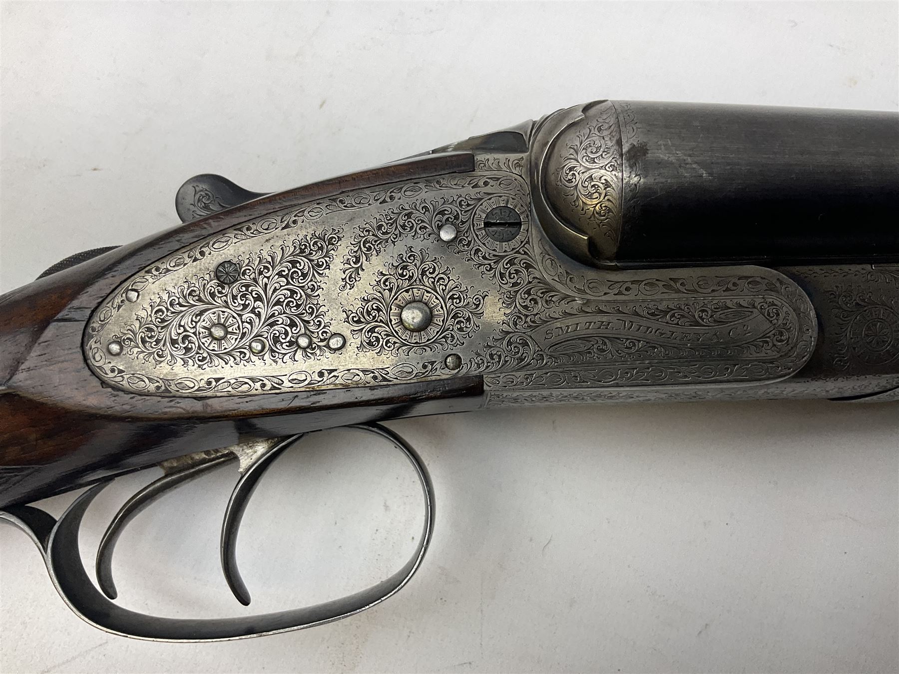 Smith Midgley Bradford 12-bore side-by-side double barrel side-lock ejector shotgun with 71cm barrel - Image 6 of 23