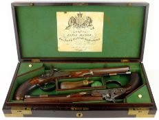 Rare pair of London 40 bore Officer's percussion duelling pistols by Robert Braggs c1830/40