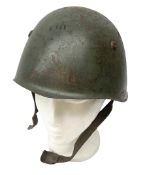 WWII Italian steel helmet with liner and chin strap