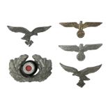 Five WW2 German peaked cap badges