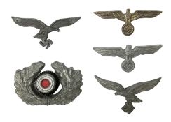 Five WW2 German peaked cap badges