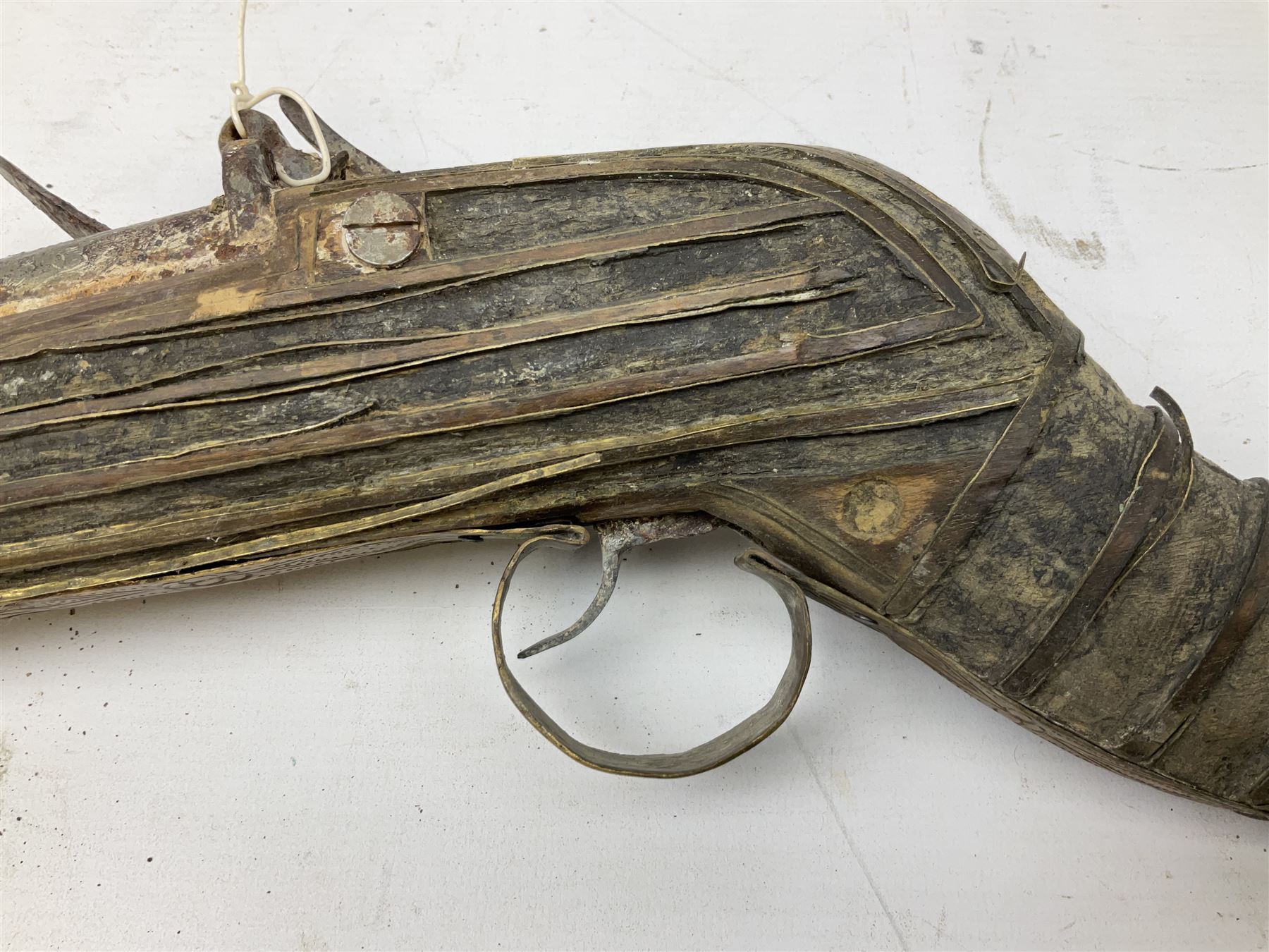 Two North African flintlock guns for restoration or wall display comprising blunderbuss with Moorish - Image 23 of 28