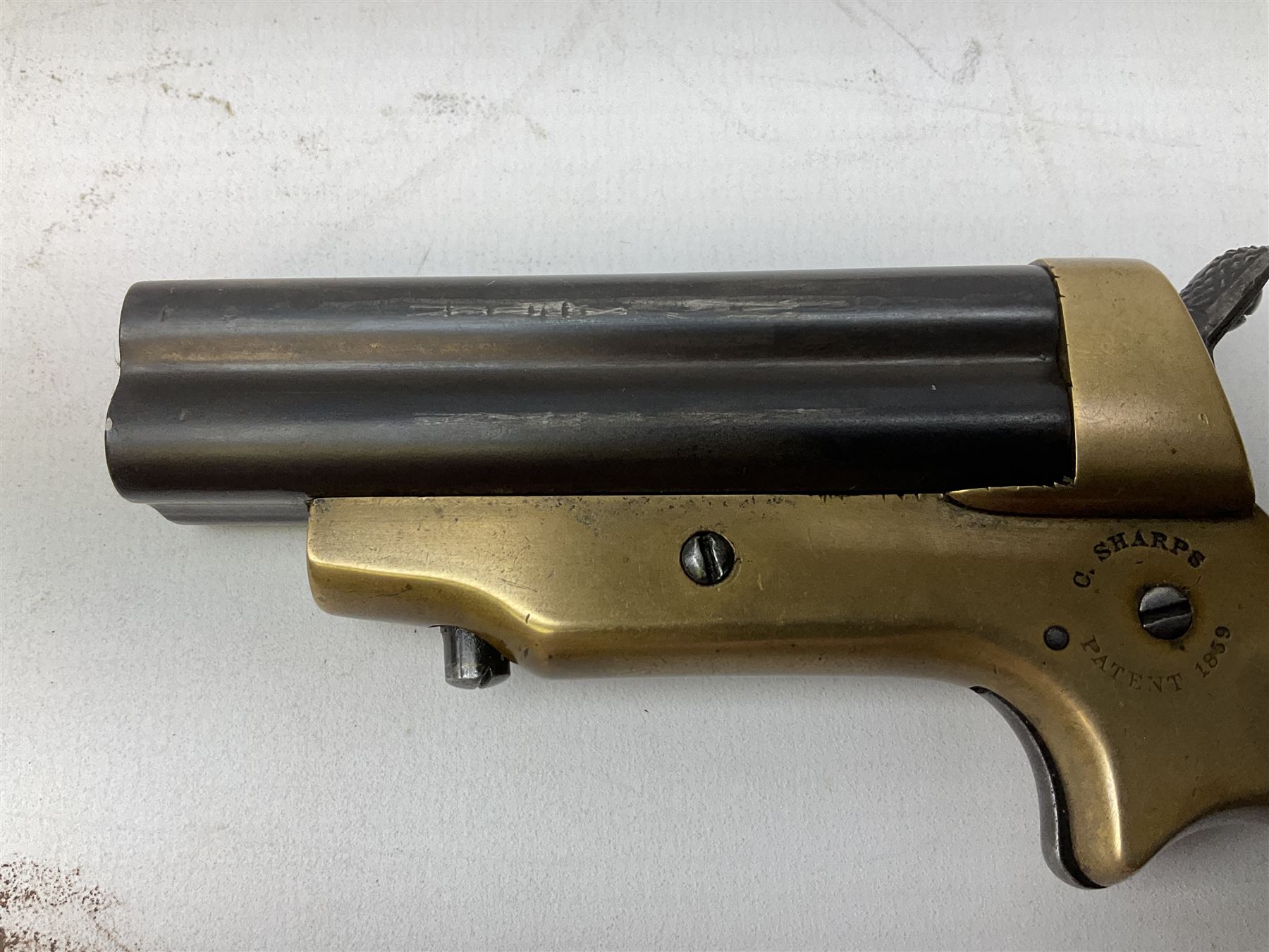 Mid-19th century Sharps' Patent Repeater four-barrelled Deringer pistol - Image 7 of 17