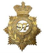 Victorian 1878-1881 97th Foot Helmet Plate with Victorian crown over brass backing star with laurel
