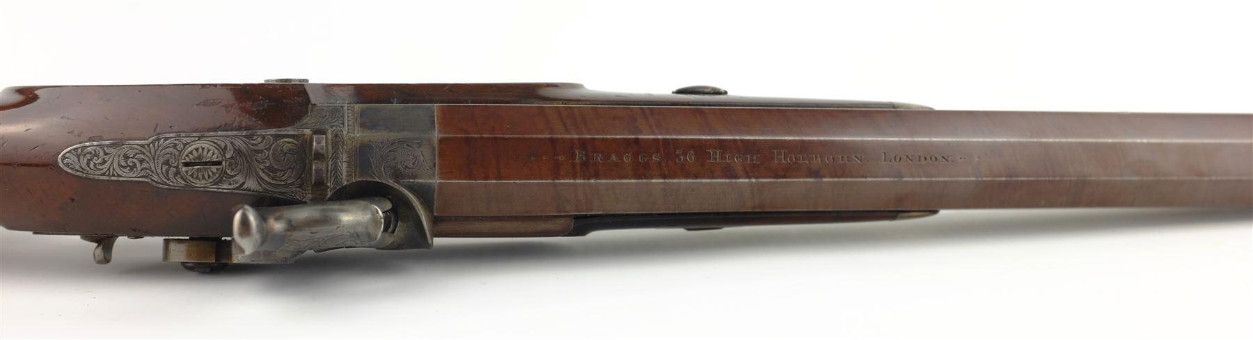 Rare pair of London 40 bore Officer's percussion duelling pistols by Robert Braggs c1830/40 - Image 10 of 12