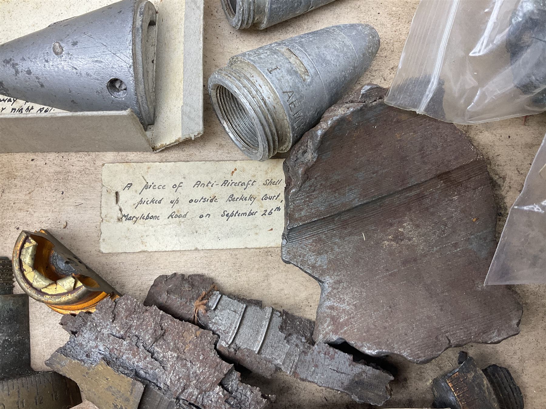 Small collection of WW2 shrapnel and German and British shell parts - Image 10 of 13