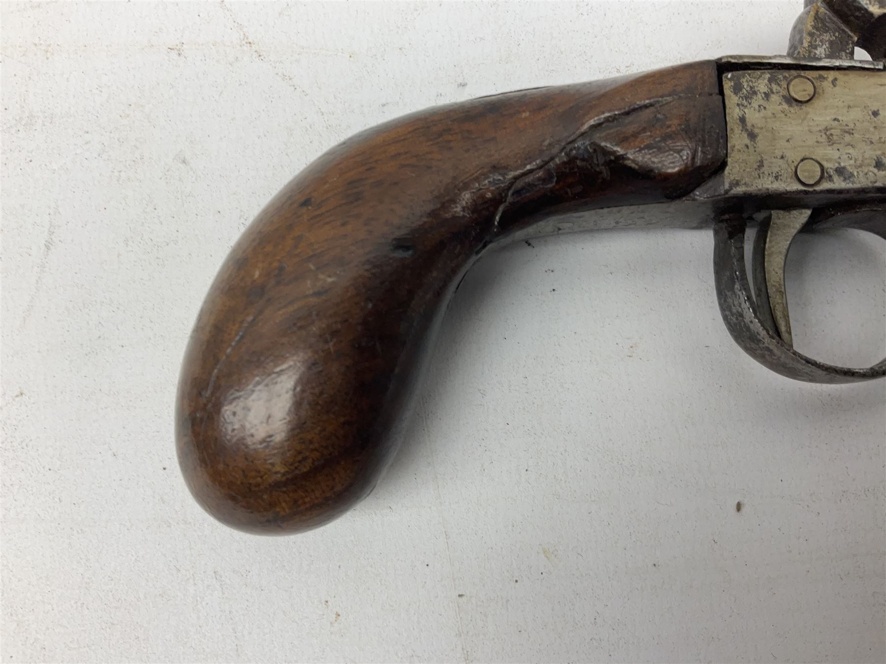 Mid 19th century double barrel percussion muff pistol - Image 7 of 16