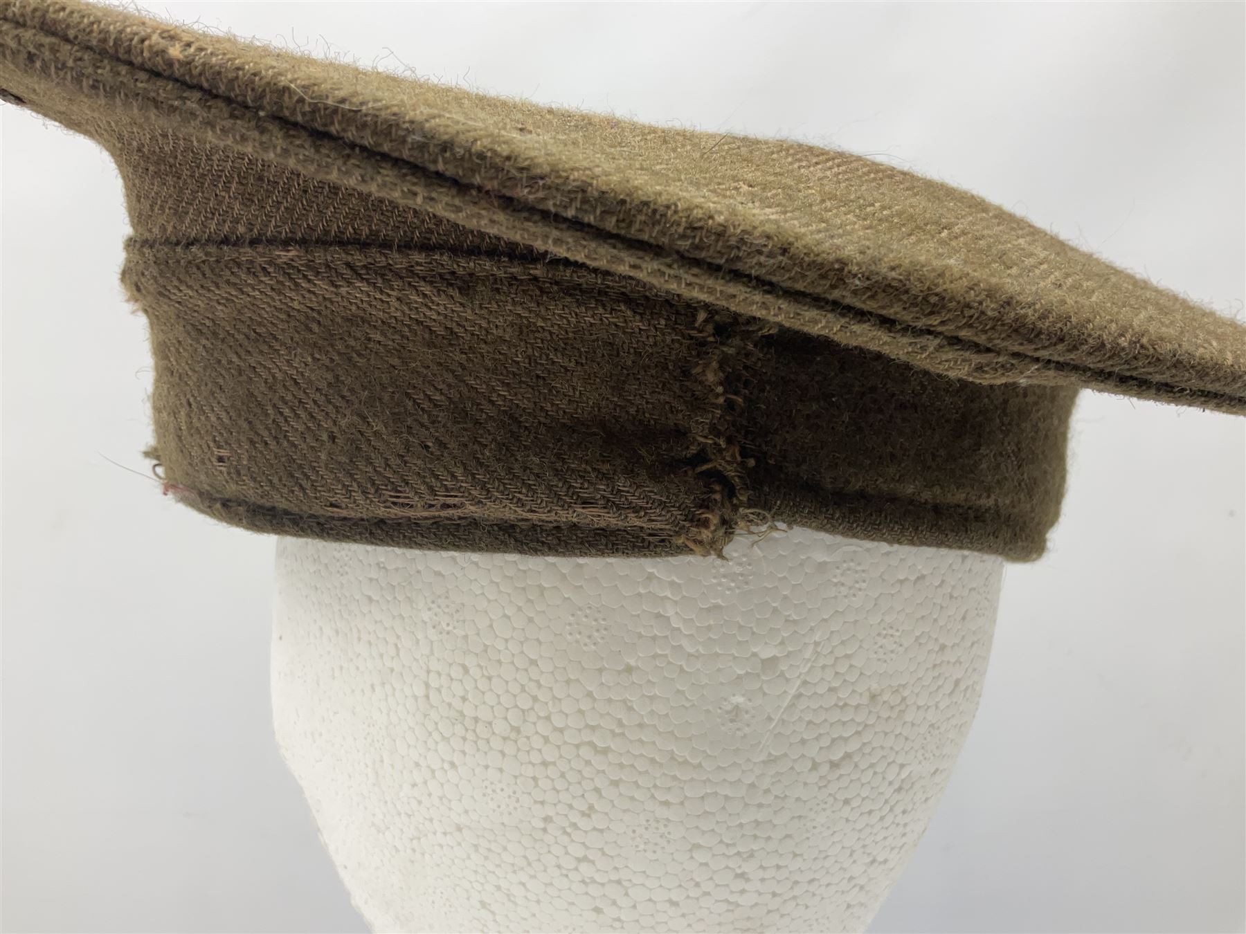 WW1 British Army stiff trench cap with Tank Corps cap badge - Image 8 of 18