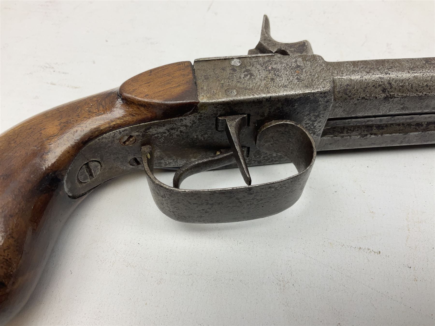 Mid 19th century double barrel percussion muff pistol - Image 10 of 16