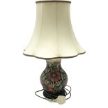 Moorcroft table lamp of baluster form