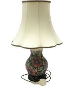 Moorcroft table lamp of baluster form