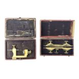 19th century watchmakers depthing tool and turning tool both in individual cases.