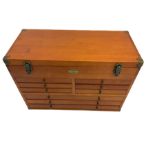 A 9 drawer Clarke wooden tool box complete with miscellaneous workshop