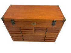 A 9 drawer Clarke wooden tool box complete with miscellaneous workshop