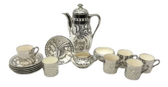 Early 20th century Gray's Pottery silver lustre coffee set for six