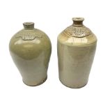 Two large 19th century stoneware bottles or flagons