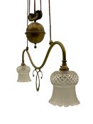 Early 20th century brass rise and fall light fitting
