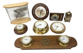 Assorted quartz and battery operated clocks and barometers