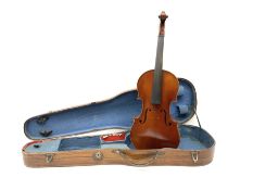 French Medio Fino violin c1920 for restoration and completion with 36cm two-piece maple back and rib