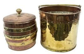 19th century brass and copper bucket