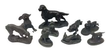 Cast bronze figures of dogs to include examples marked J. Spouse