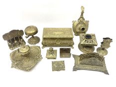 Collection of victorian and later brass desk accessories
